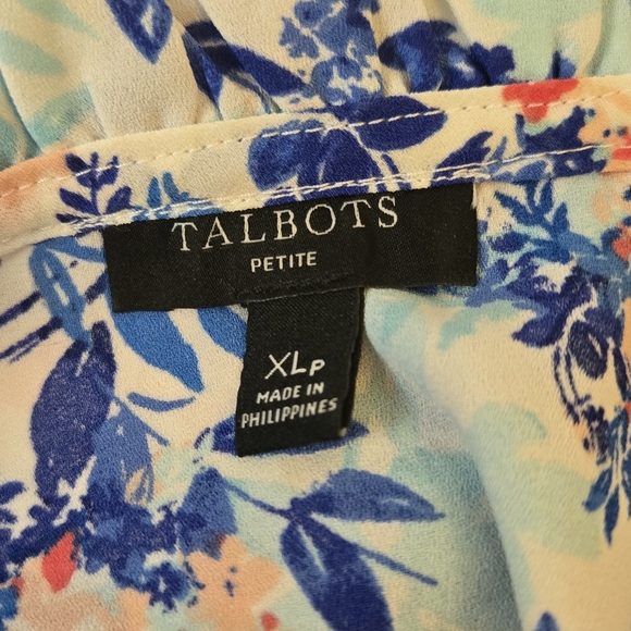 Talbots Ruffle Trim Popover Leafy Garden Women's Top Feminine Core Size XL/P - Picture 6 of 11